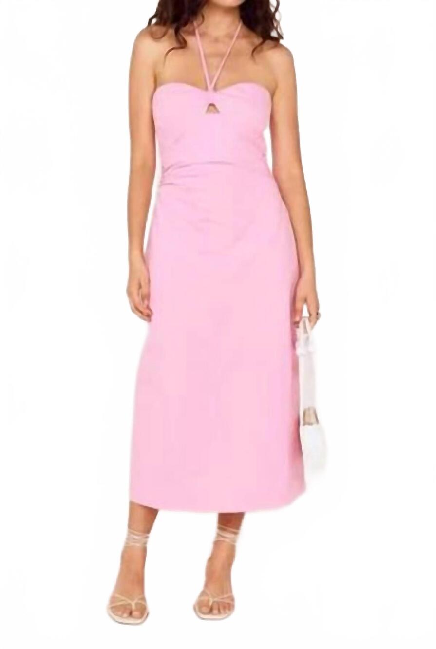 NEW MINKPINK gaia halter midi dress in pink